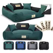 shumee Pasja postelja KINGDOG MM43 75x65 cm personalizirana snemljiva protizdrsna zelena