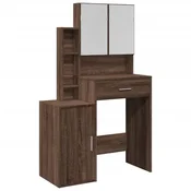 Vidaxl Toaletna mizica z omarico rjava hrast 80x35x132 cm
