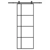 Vidaxl vidaXL Drsna vrata z okovjem, ESG steklo in aluminij, 76x205 cm