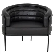 Casa Padrino luxury leather armchair black 86 x 71 x H. 69 cm - Genuine leather living room armchair - Genuine leather furniture - Luxury furniture