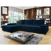 Kotna garnitura Miami 381 (Magic Velvet 2216 + Magic Velvet 2216 + Magic Velvet 2217) Modra, Funkcija spanje, Predal, 274x182x83cm
