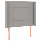 Vidaxl Vzglavje z ušesi svetlo sivo 93x16x118/128 cm blago
