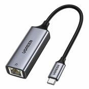 Ugreen Zunanji adapter LAN RJ45 - USB-C 1 Gigabit Ethernet - siva