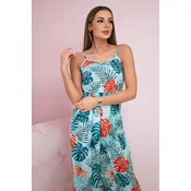 Dress with leaf motif mint