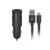 RivaCase AVTO POLNILEC VA4222 2,4A + podatkovno polnilni kabel MicroUSB