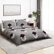 Set posteljine za poplun sivi 225x220 cm pamucni