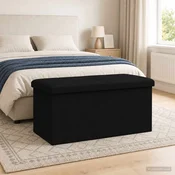 vidaXL Zložljiva shranjevalna klop Črna 180 kg 80 L 77 x 38 x 38 cm