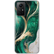 Ovitek Print za Xiaomi Redmi 12S My Print Cover, Black Green Gold Marble, črna in roza