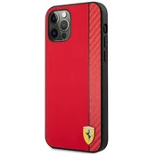 Ferrari FESAXHCP12LRE trdi ovitek za iPhone 12 Pro Max 6,7, rdeč/rdeč, On Track Carbon Stripe