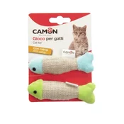 CAMON Igracka za macke Riba, s catnipom, plava i zelena, 11cm, 2 komada
