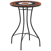 Vidaxl Bistro mizica z mozaikom terakota in bela O50x70 cm keramika