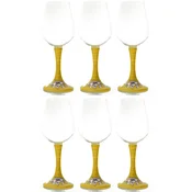Casa Padrino luxury wine glass set of 6 yellow/multicolored H. 23.5 cm - Handmade & hand-painted wine glasses - Hotel & Restaurant Accessories - Luxury quality - Made in Italy
