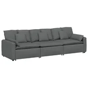Vidaxl Modularni kavč z blazinami temno siv