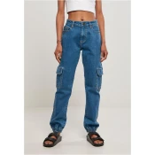 Womens Organic Stretch Denim Cargo Pants Sheer Blue Washed