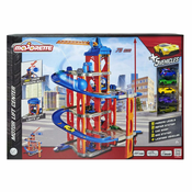 Stavebnica 5 poschodová garáž Motor Lift Center Majorette so žeriavom a výťahom 5 autíčok MJ2059987