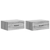 vidaXL Stenski nočni omarici 2 pcs Siva Sonoma 49 x 34,5 x 20 cm