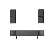 Hanah Home Chrome Line TV komoda sa dve police, Crna