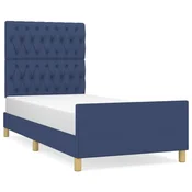 Vidaxl posteljni okvir brez vzmetnice Modra 90x200 cm Tkanina