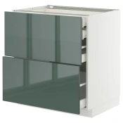 METOD / MAXIMERA Pod.orm.2front/2dnj/1srd/1vis.fiok, bela/Kallarp tamna sivozelena visokog sjaja, 80x60 cm