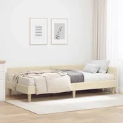 vidaXL Kotni okvir postelje z matrico 2 kos krema 90 x 200 cm blago