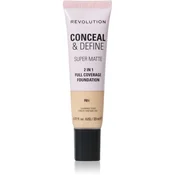 Makeup Revolution Conceal & Define matirajoči tekoči puder odtenek F6N 23 ml