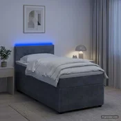 Boxspring krevet s madracem Tamnosiva 90 x 190 cm Baršun 90 x 190 x 100.5 cm