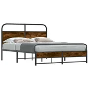 Vidaxl Posteljni okvir brez vzmetnice 135x190 cm dim. hrast inž. les