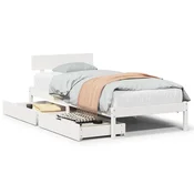 Vidaxl Posteljni okvir brez vzmetnice bel 90x190 cm trdna borovina