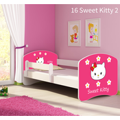 Dječji krevet ACMA s motivom, bočna bijela 140x70 cm - 16 Sweet Kitty 2