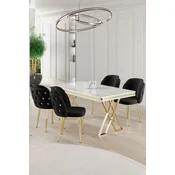 Hanah Home Set Trpezarijski sto i 4 stolice Rigel, Crno-beli