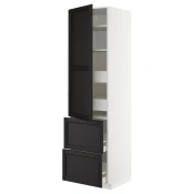 METOD / MAXIMERA Vis.el. s polic/4fiok/vrat/2front, bela/Lerhyttan crno bajcovano, 60x60x220 cm