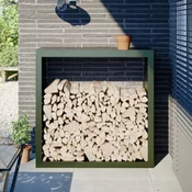 Stalak za drva za ogrjev zeleni 100x40x100 cm celicni