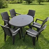 Sanja Ippi Set 6 Stolica Ema Ratan i Sto Orlando 140x100cm, Tamno Moka