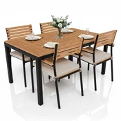 Homestar Vrtni komplet pohištva 5-delni miza 90x150x74 cm 4 stoli 60x57x89 cm rjavi