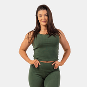 NEBBIA Ženska majica brez rokavov Ribbed Organic Dark Green