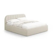 Kremno bela oblazinjena zakonska postelja s prostorom za shranjevanje z letvenim dnom 160x200 cm Juno – Windsor & Co Sofas
