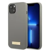Ovitek Guess GUHMP13MSPLG za iPhone 13 6.1 siv/siv Logo Plate MagSafe