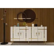 Hanah Home Konzola Line KB150, 150x75x35 cm, Belo-zlatne boje