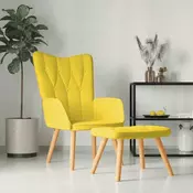 Vidaxl vidaXL Fotelj s taburejem, gorčično rumen, oblazinjen s tkanino