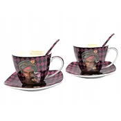 PORCELANSKI KOMPLET SKODELIC ZA KAVO ALI ČAJ 2 X 250 ML VIJOLIČNA ŽENSKA