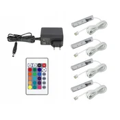 4-točkovna RGB LED sponka za stekleno polico POPOLN KOMPLET Bel kabel