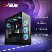 BaB racunalo Inferno X (Ryzen 7 9800X3D, Liquid, RX 9070 XT, 32GB DDR5, 2TB SSD, RGB, Win11P, WiFi) Powered By ASUS