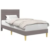 Vidaxl Konstrukcija postelje z vzglavjem Taupe 90 x 200 cm Blago