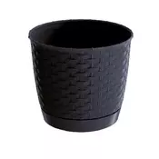 Prosperplast Plastični okrogel cvetlični lonec RATOLLA 22 cm antracit s podstavkom