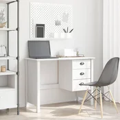 vidaXL Pisalna miza z predali Bela 100 x 45 x 74 cm Masivno borovo les
