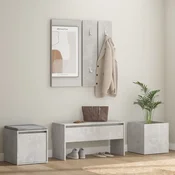 Vidaxl Komplet pohištva za predsobo betonsko siv inženirski les