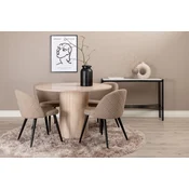 Venture Design Jedilna miza in stol set Bianca, miza 110x74 cm, stoli 57x76,5x50 cm, bela, bež, črna