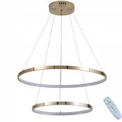 DE STROPNA SVETILKA Z 2 OBROČAMA, ZLATA VISEČA LED LESTENCA + DALJINSKI UPRAVLJALNIK 40/60 cm