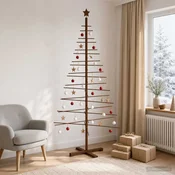 Vidaxl Leseno božično drevo KOTKA 210 cm Bambus in trden borov les