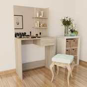 vidaXL Mizica za ličenje iz ivernih plošč 75x40x141 cm barva hrasta